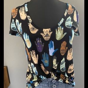 BCBGMAXAZRIA Taaylor Hamsa Print Cross-Back top